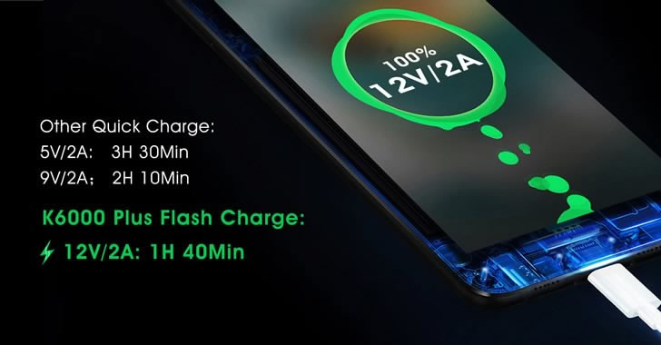 Oukitel K6000 Plus flash charge