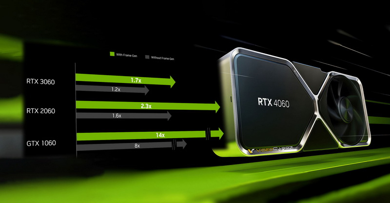 NVIDIA твърди, че GeForce RTX 4060 ще бъде с до 20% по-бърза от RTX 3060 в игрите, дори без генериране на кадри 