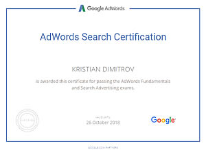 Google Adwords Search Advertising certificate