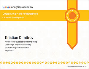 Google Analytics for Beginners certificate