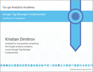 Google Tag Manager Fundamentals certificate