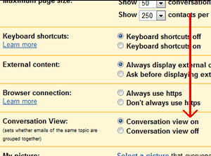 Gmail conversations view - изключете я...