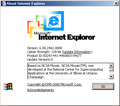 Microsoft Internet Explorer 6 Beta build 2462...